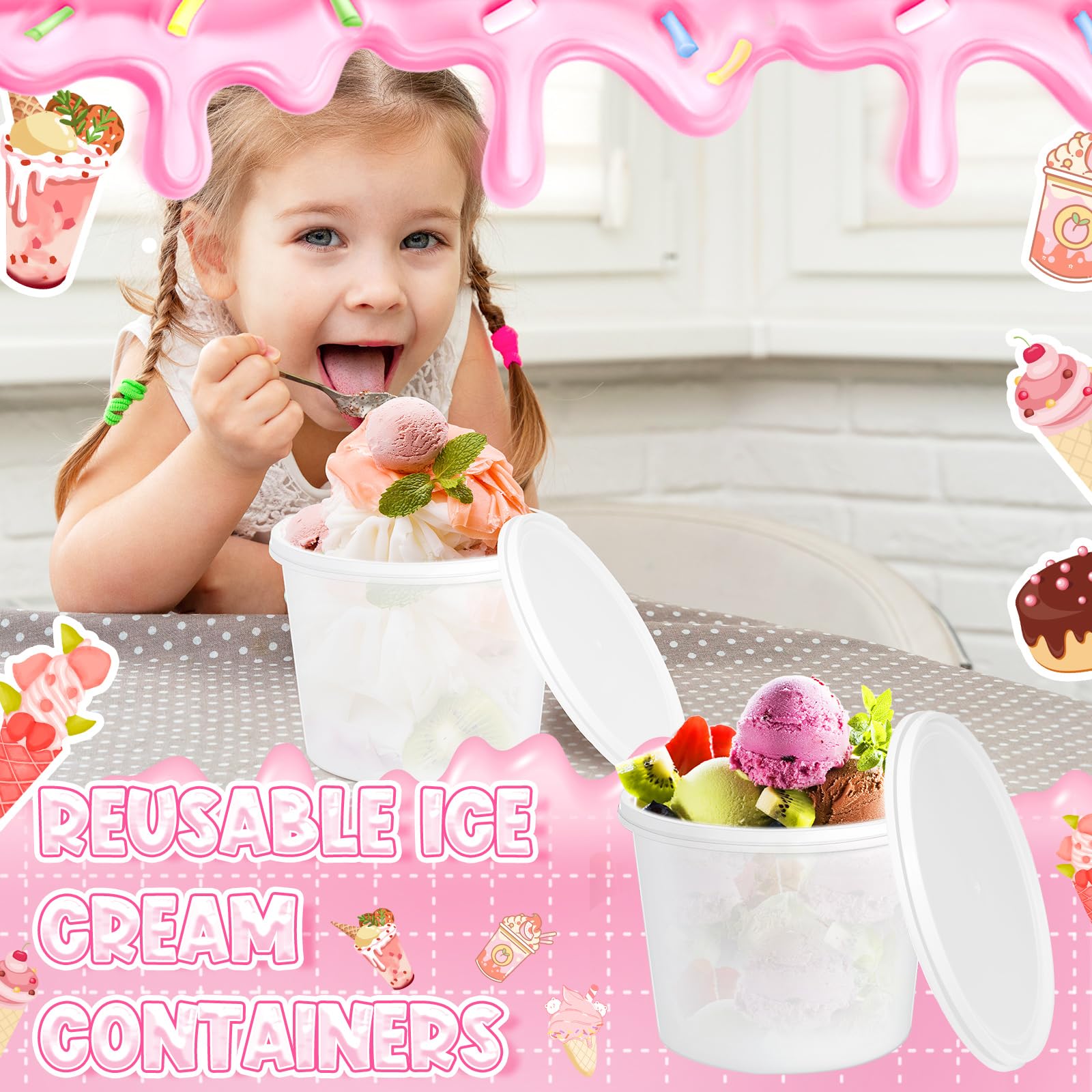 タッパーウェア　　★icecream★ Amazon.com: RYSIMWU For Ninja Creami Deluxe Pints and Lids 4